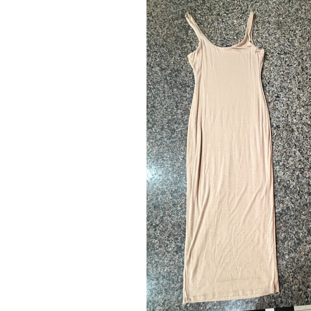 Windsor Tan Bodycon Maxi Dress Size M Scoop Neck Sleeveless D691 - Picture 2 of 6